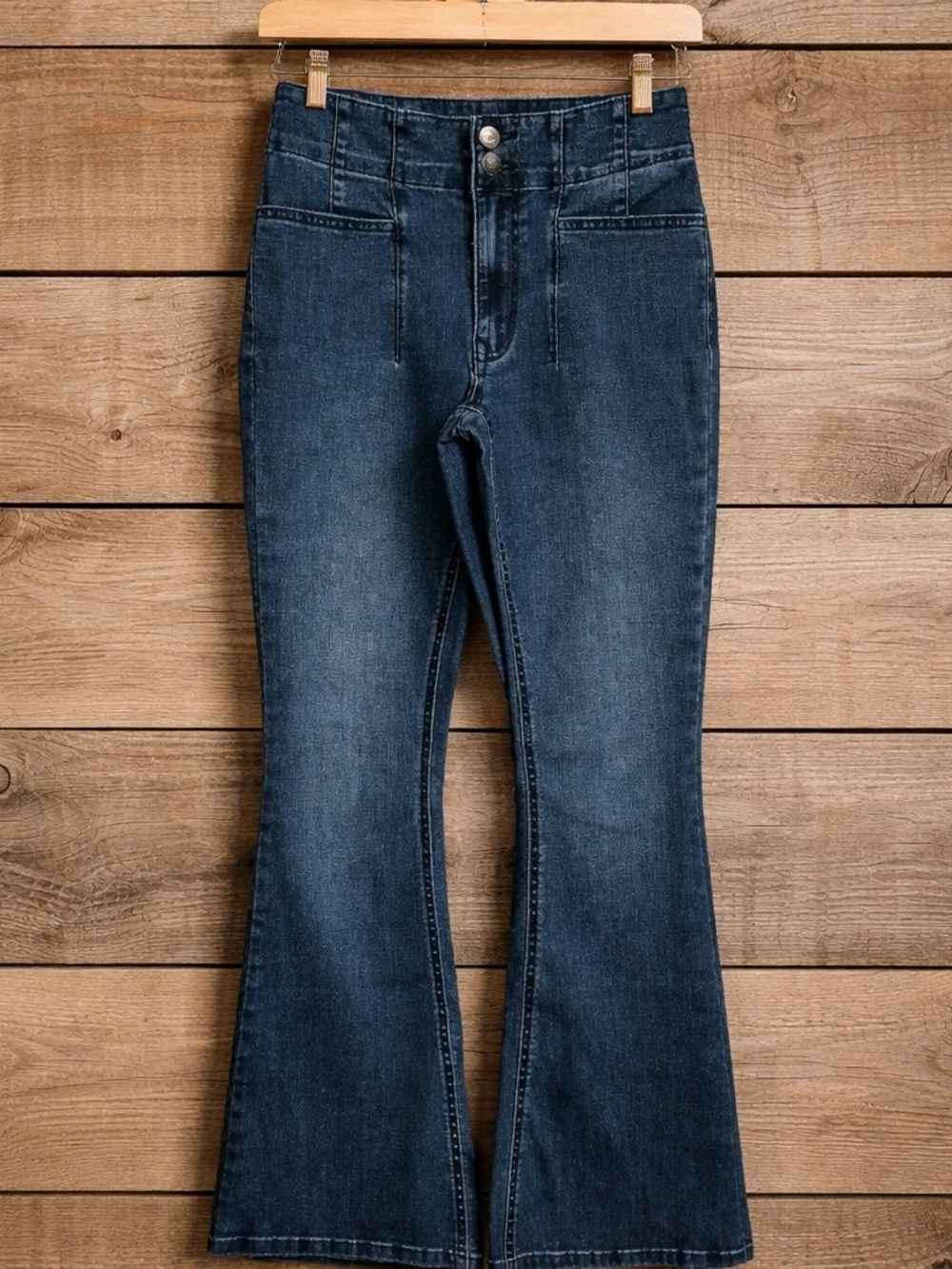 Maurices Dark High-Rise Double Button Flare Jeans - Women’s Size 2